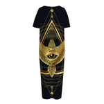Raven Masonic Eye Print Short Sleeve Long Nightdress