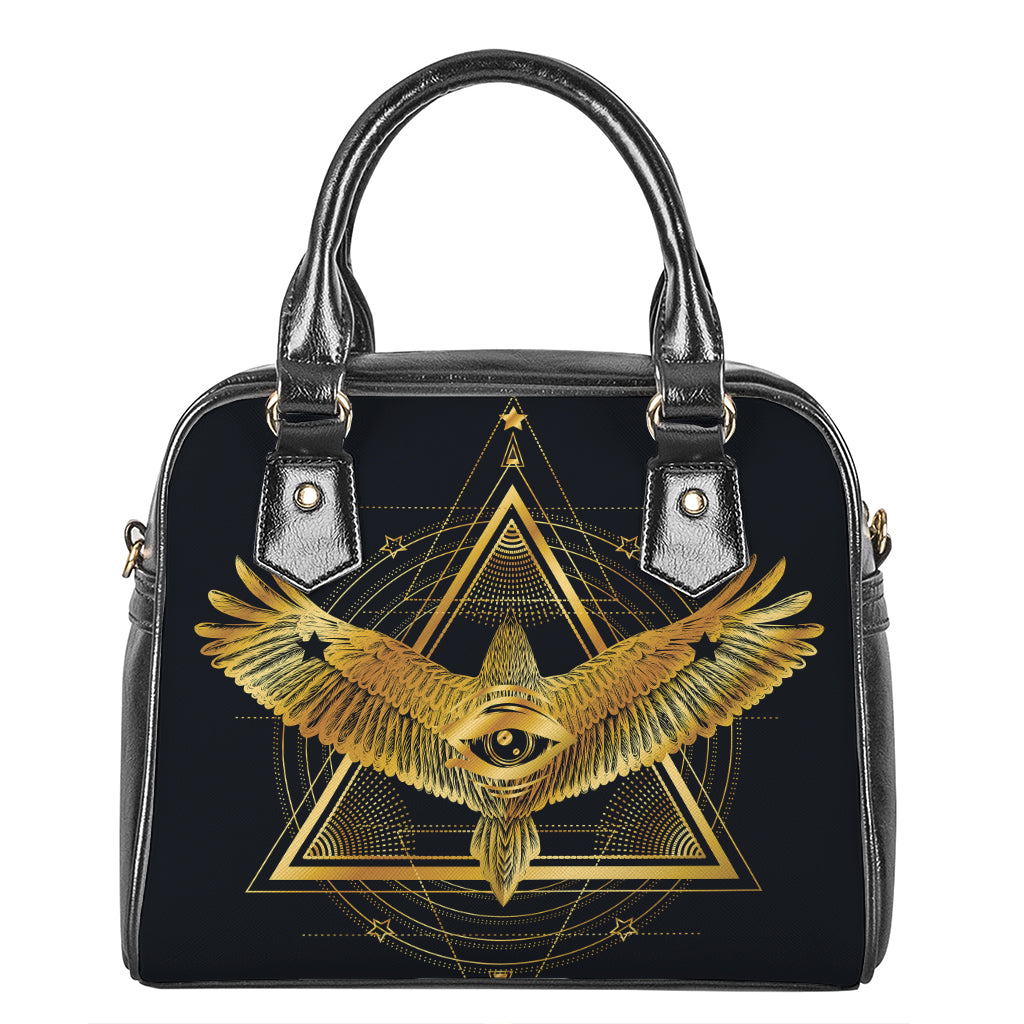 Raven Masonic Eye Print Shoulder Handbag