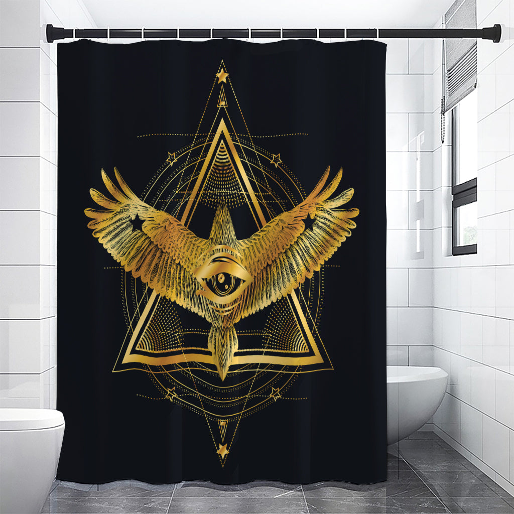 Raven Masonic Eye Print Shower Curtain