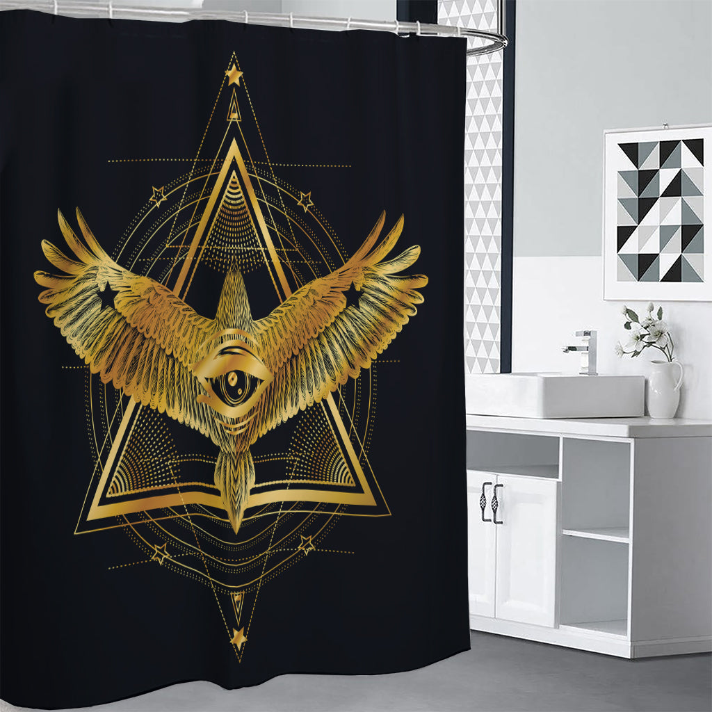 Raven Masonic Eye Print Shower Curtain
