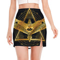 Raven Masonic Eye Print Side Slit Mini Skirt