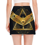 Raven Masonic Eye Print Side Slit Mini Skirt