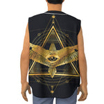Raven Masonic Eye Print Sleeveless Baseball Jersey