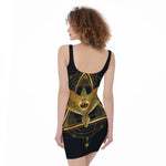 Raven Masonic Eye Print Sleeveless Bodycon Dress