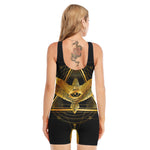 Raven Masonic Eye Print Sleeveless One Piece Swimsuit