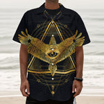 Raven Masonic Eye Print Textured Short Sleeve Shirt