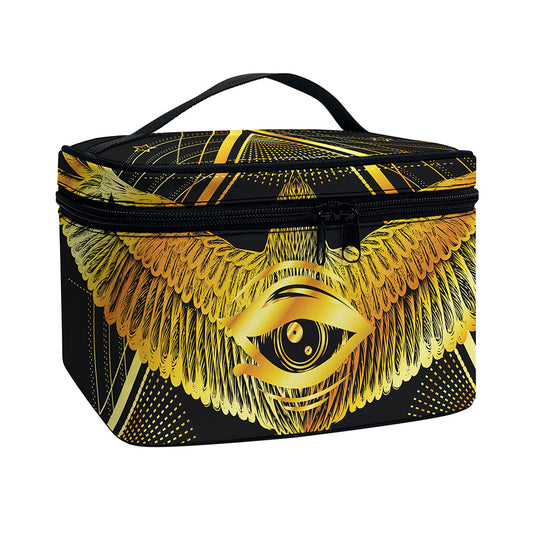 Raven Masonic Eye Print Travel Makeup Bag
