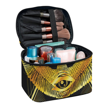 Raven Masonic Eye Print Travel Makeup Bag