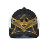 Raven Masonic Eye Print White Mesh Trucker Cap
