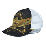 Raven Masonic Eye Print White Mesh Trucker Cap