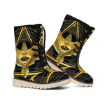 Raven Masonic Eye Print Winter Boots
