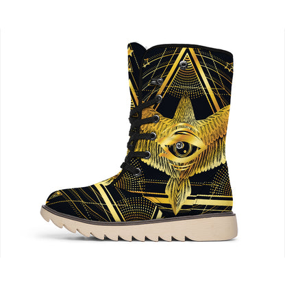 Raven Masonic Eye Print Winter Boots