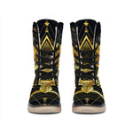 Raven Masonic Eye Print Winter Boots