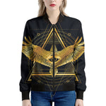 Raven Masonic Eye Print Women's Bomber Jacket