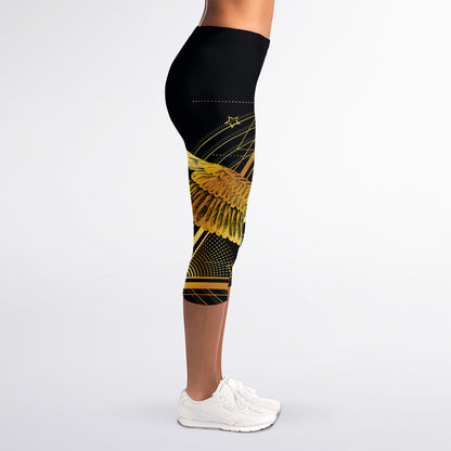 Raven Masonic Eye Print Women's Capri Leggings