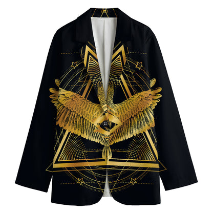 Raven Masonic Eye Print Women's Cotton Blazer