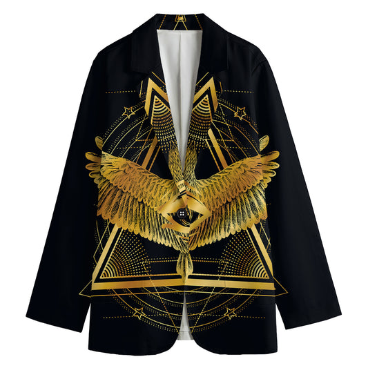 Raven Masonic Eye Print Women's Cotton Blazer