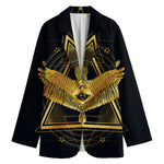 Raven Masonic Eye Print Women's Cotton Blazer