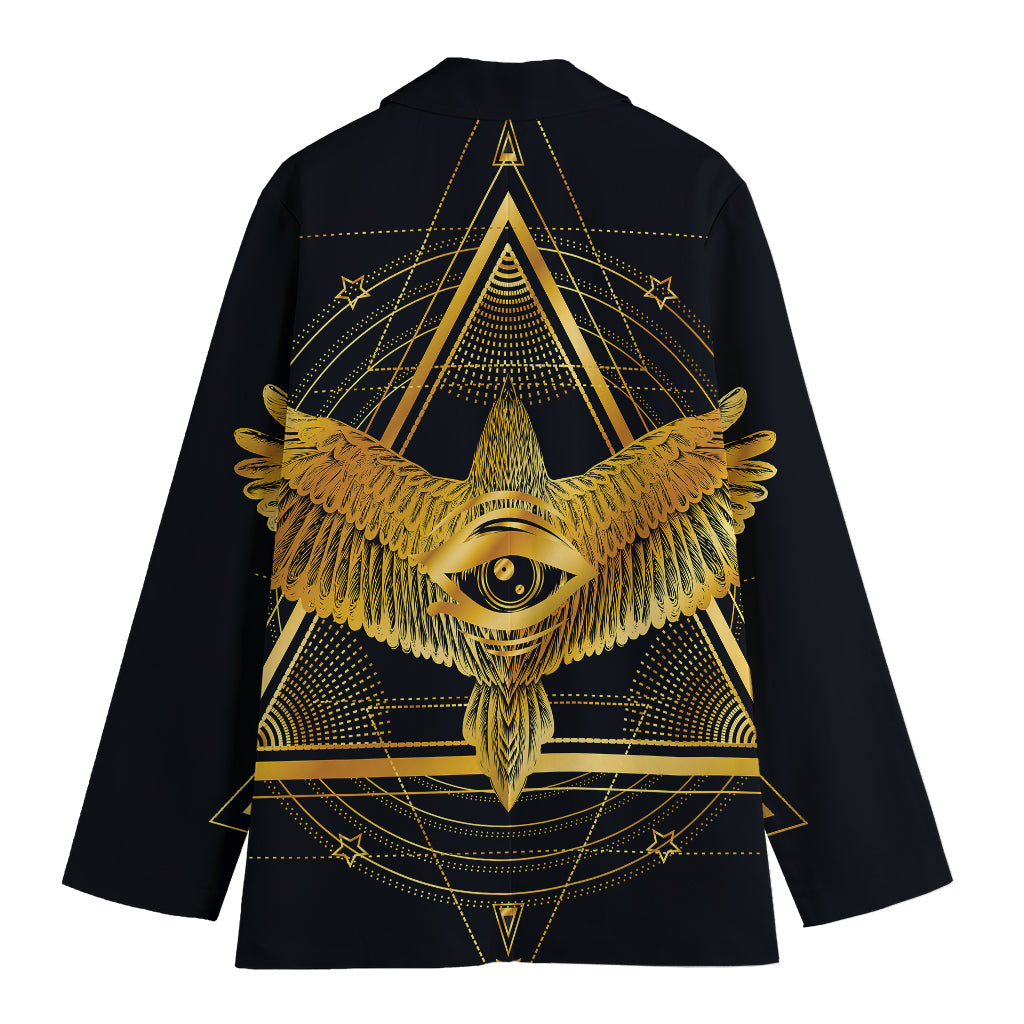 Raven Masonic Eye Print Women's Cotton Blazer