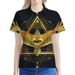 Raven Masonic Eye Print Women's Polo Shirt