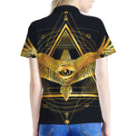 Raven Masonic Eye Print Women's Polo Shirt