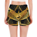 Raven Masonic Eye Print Women's Split Running Shorts