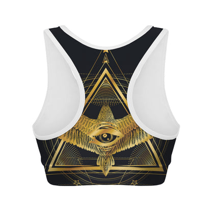 Raven Masonic Eye Print Women's Sports Bra