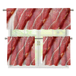 Raw Bacon Print 3 Piece Kitchen Curtains