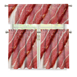 Raw Bacon Print 3 Piece Kitchen Curtains