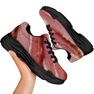 Raw Bacon Print Black Chunky Shoes