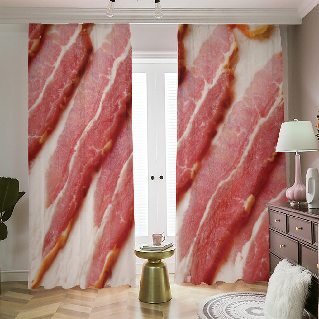 Raw Bacon Print Blackout Pencil Pleat Curtains