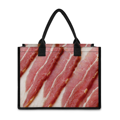 Raw Bacon Print Canvas Tote Bag