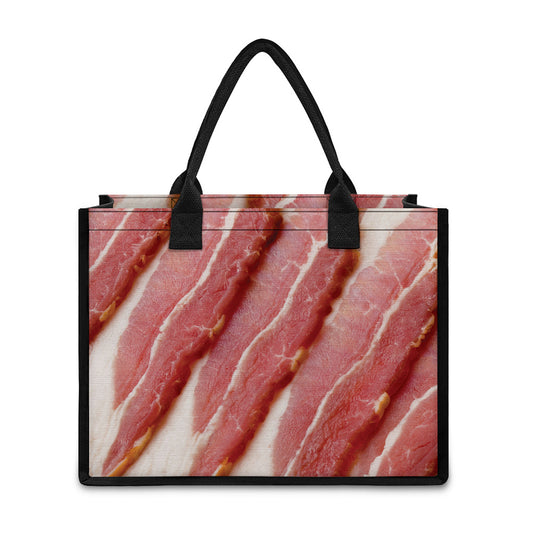 Raw Bacon Print Canvas Tote Bag