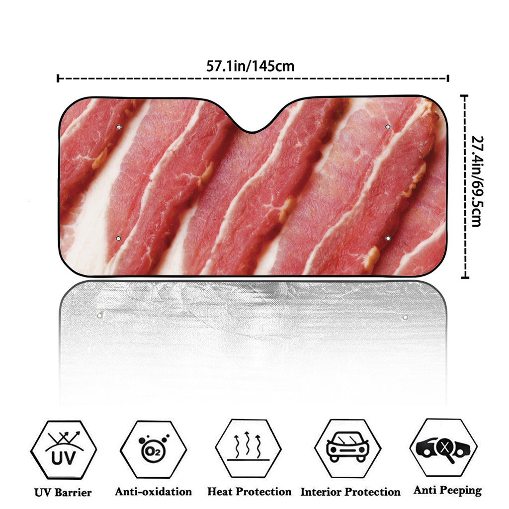 Raw Bacon Print Car Windshield Sun Shade