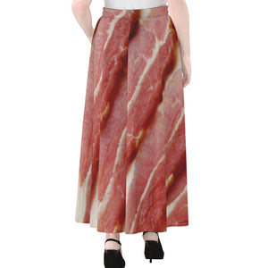 Raw Bacon Print Chiffon Maxi Skirt