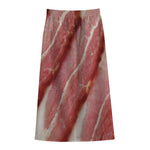 Raw Bacon Print Cotton Front Slit Maxi Skirt