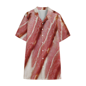 Raw Bacon Print Cotton Hawaiian Shirt