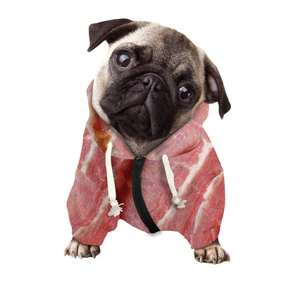 Raw Bacon Print Dog Zip Up Hoodie