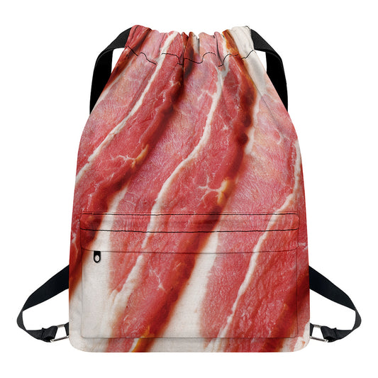 Raw Bacon Print Drawstring Backpack