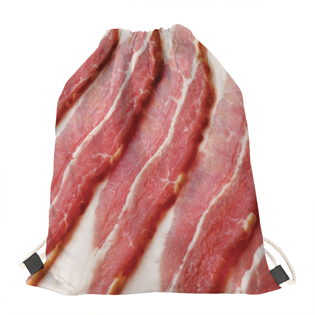 Raw Bacon Print Drawstring Bag