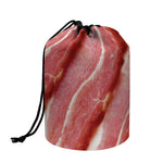 Raw Bacon Print Drawstring Makeup Bag