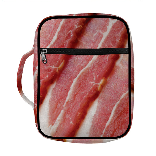 Raw Bacon Print Front Pocket Bible Bag