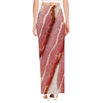 Raw Bacon Print High Slit Maxi Skirt