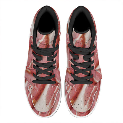 Raw Bacon Print High Top Leather Sneakers