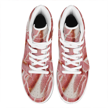 Raw Bacon Print High Top Leather Sneakers