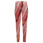 Raw Bacon Print High-Waisted Pocket Leggings