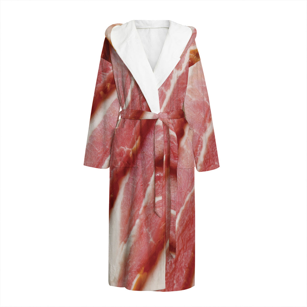 Raw Bacon Print Hooded Bathrobe