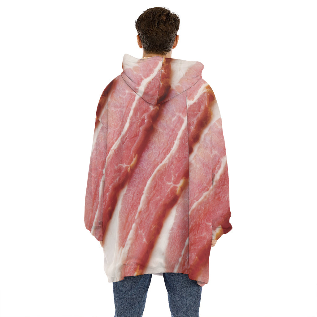 Raw Bacon Print Hoodie Blanket