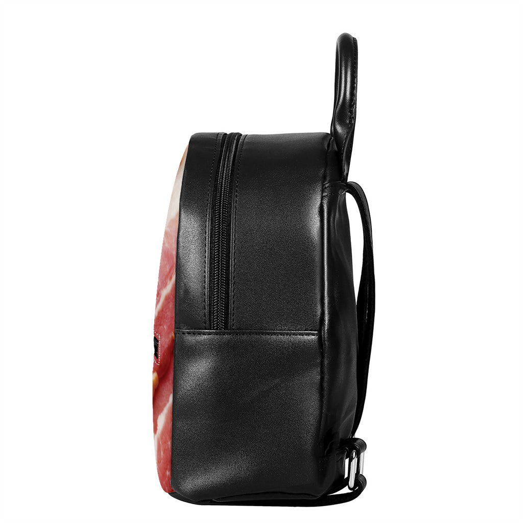 Raw Bacon Print Leather Backpack