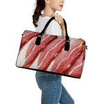 Raw Bacon Print Leather Duffle Bag